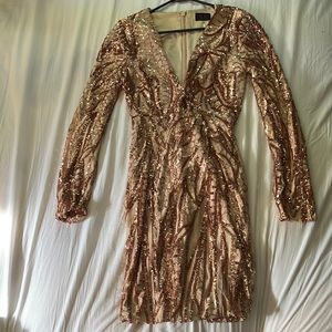 Hot Miami styles rose gold sequence dress.